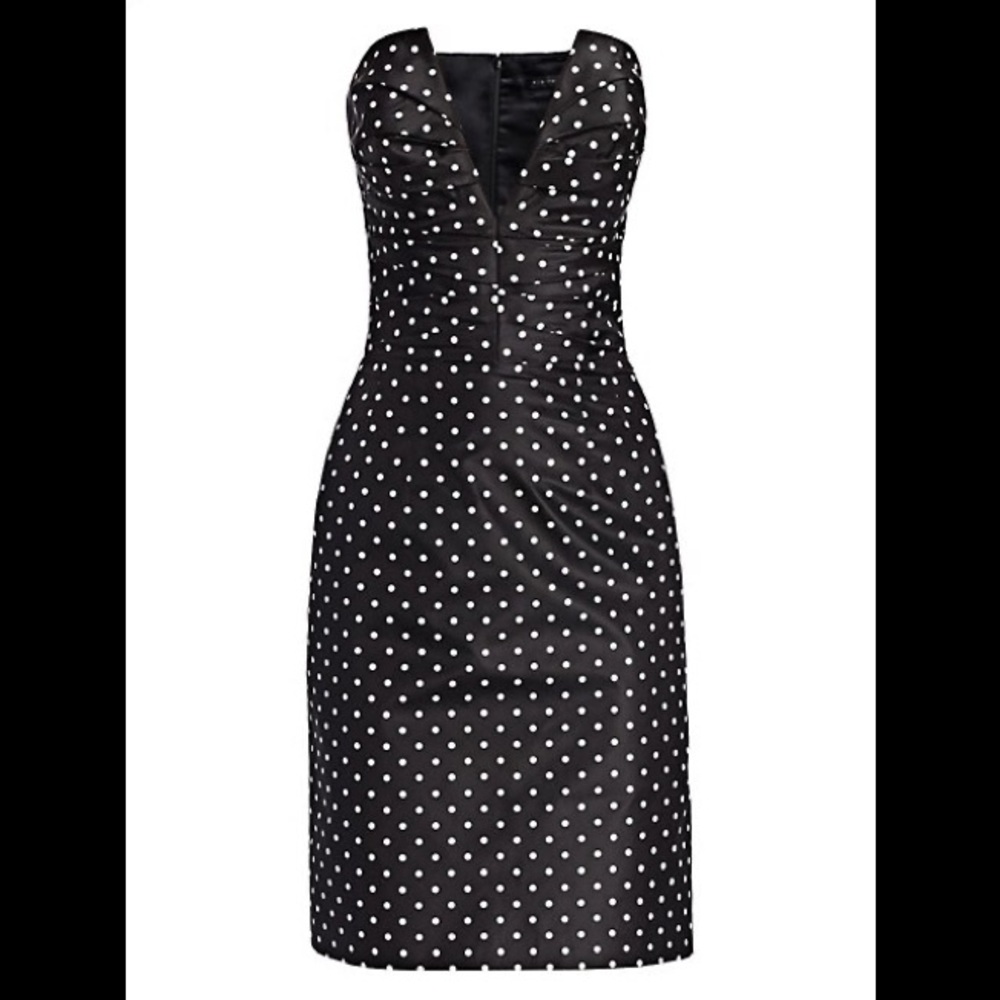 Rubin Singer Deep-V Strapless Polka Dot Dress
